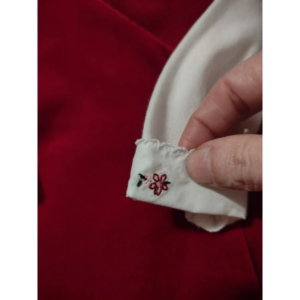 Vintage Baby Gap Velvet Dress 3/6‎ Months With Bloomers Embroidered Sleeves